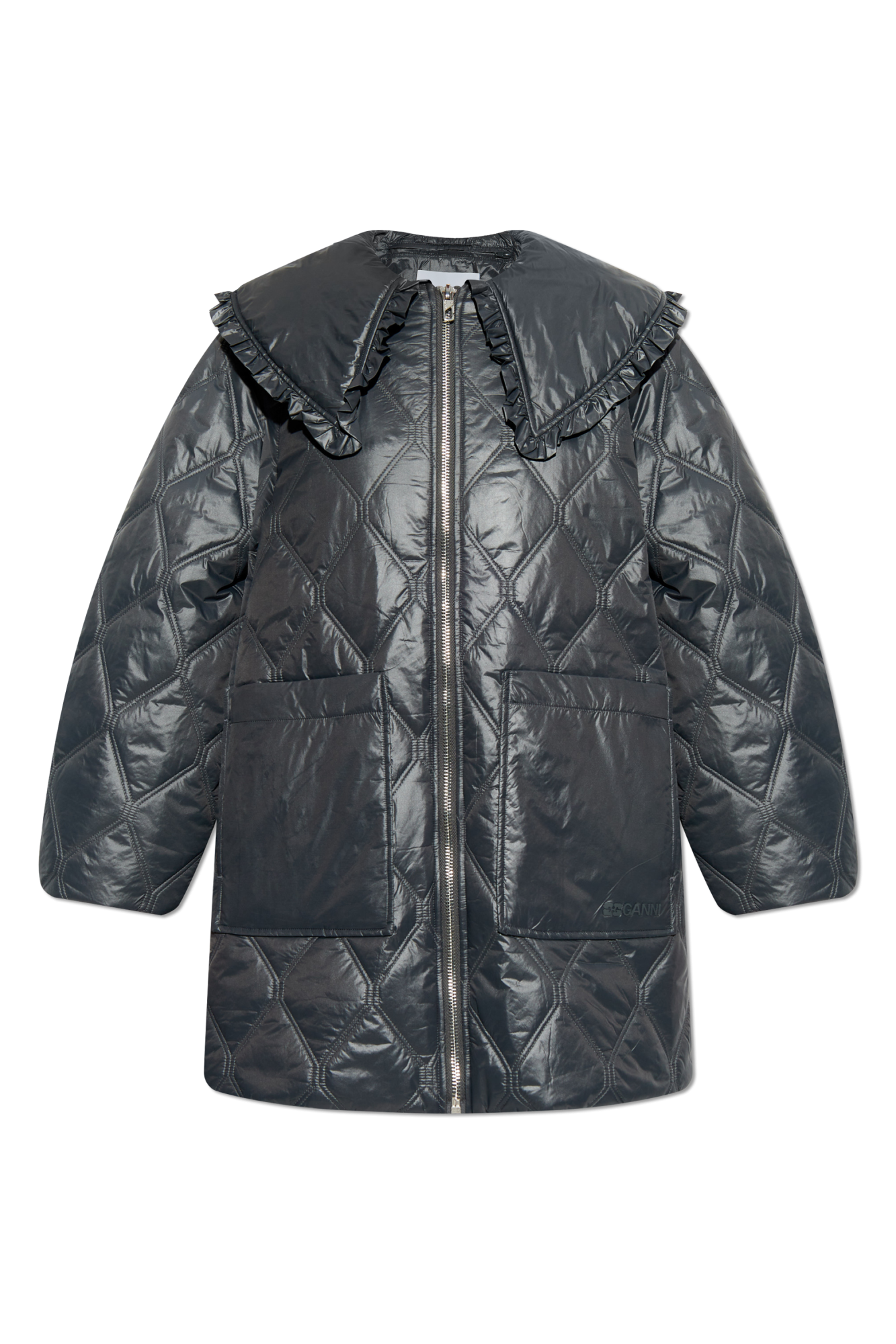 Grey Padded Jacket Ganni - Vitkac AS